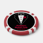 Poker met vrijgezellenfeest - Zwarte smoking met r Poker Chips (Enkel)