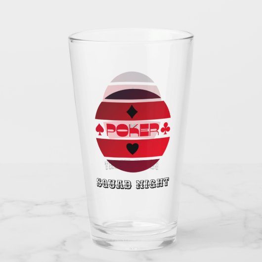 Poker nacht rood zwart personaliseerbaar glas (Achterkant)