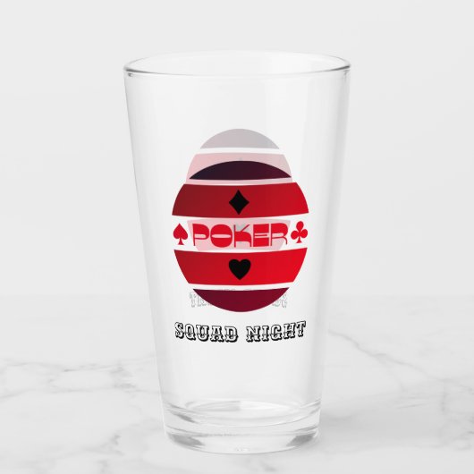 Poker nacht rood zwart personaliseerbaar glas (Voorkant)