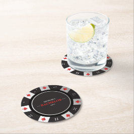Poker Nacht Verjaardagsfeestje Las Vegas Casino Ronde Kartonnen Onderzetter
