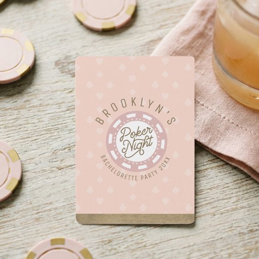Poker Night Bachelorette Party Blush Pink & Gold Pokerkaarten