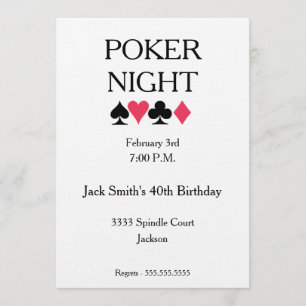 Poker Night Birthday Party Invitation Kaart