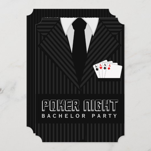 Poker Night Casino Bachelor Party Custom Invitae Kaart (Voorkant / Achterkant)