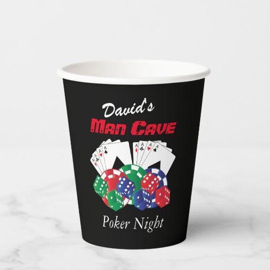 Poker Night in de Man Cave Papieren Bekers (Voorkant)