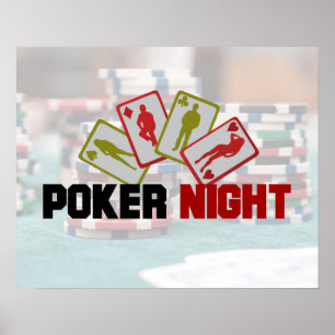 Poker Night met Kaart spelen in Red en Olive Gre Poster
