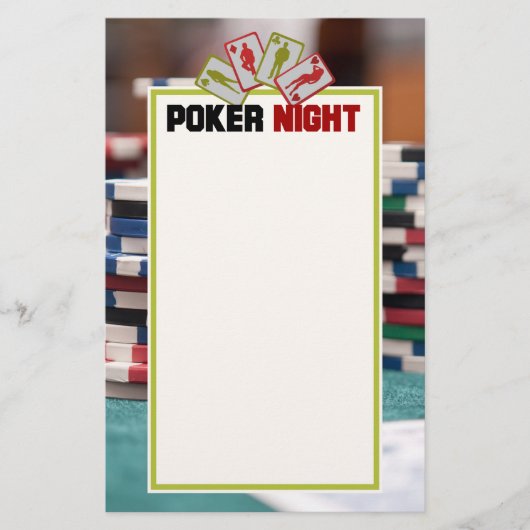 Poker Night met speelkaarten en pokerchips Briefpapier (Voorkant)