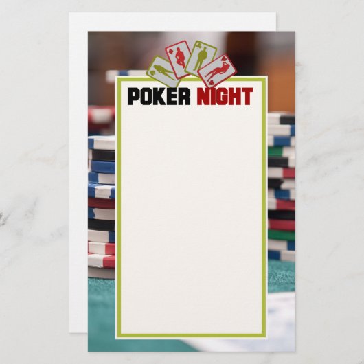 Poker Night met speelkaarten en pokerchips Briefpapier (Voorkant / Achterkant)