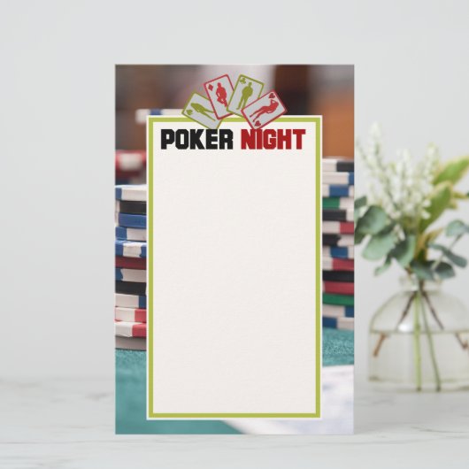Poker Night met speelkaarten en pokerchips Briefpapier (Staand voorkant)