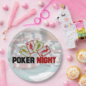 Poker Night met speelkaarten en pokerchips Papieren Bordje (Feest)