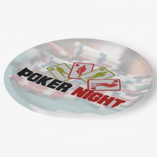 Poker Night met speelkaarten en pokerchips Papieren Bordje (Gekanteld)