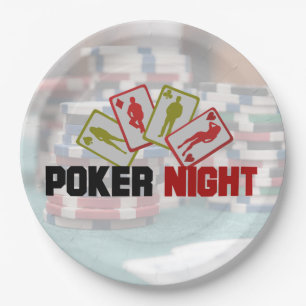 Poker Night met speelkaarten en pokerchips Papieren Bordje
