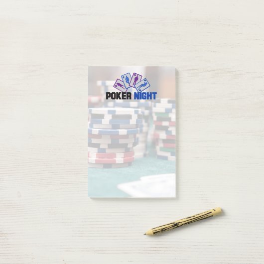 Poker Night met speelkaarten en pokerchips Post-it® Notes (Op bureau)