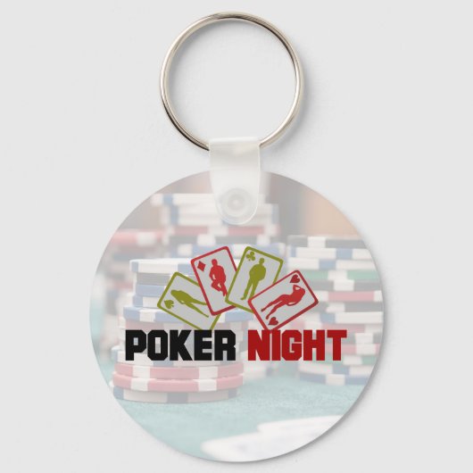 Poker Night met speelkaarten en pokerchips Sleutelhanger (Voorkant)