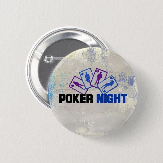 Poker Night met speelkaarten Ronde Button 5,7 Cm (Voorkant /achterkant)