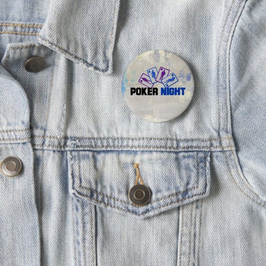Poker Night met speelkaarten Ronde Button 5,7 Cm (In situ)