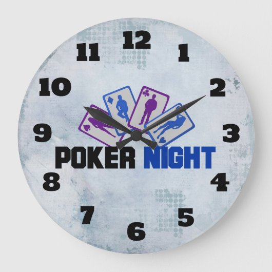 Poker Night met spelkaart in blauw en Paars Grote Klok (Voorkant)