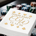 Poker Night Monogram Verlovingsfeest Folie Servett Folie Servetten<br><div class="desc">Vier het feest in stijl met deze folie servetten uit de Black Tie Poker Night-collectie. Ze zijn perfect voor een klassieke vrijgezellenavond met een casino-twist. Of je nu een privé-pokertoernooi organiseert, een Vegas-themafeest of een formeel feest voor de aanstaande bruidegom, dit ontwerp voegt verfijning toe aan je evenement. Voeg gewoon...</div>