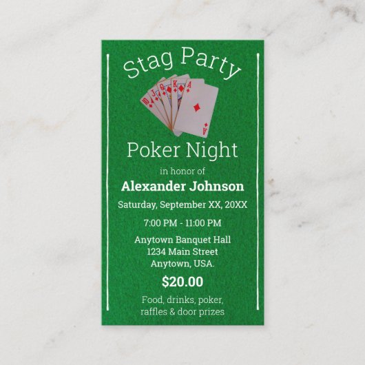 Poker Night-speelkaarten Stapelaar Ticket (Voorkant)