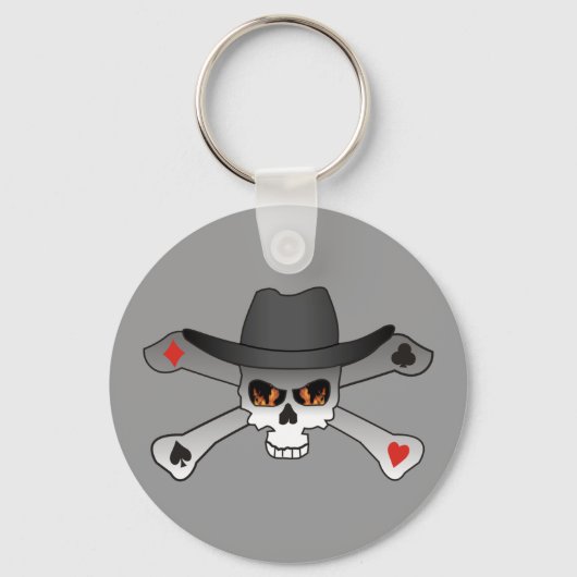 Poker Outlaw-schedel Sleutelhanger (Voorkant)
