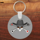 Poker Outlaw-schedel Sleutelhanger (Voorkant)
