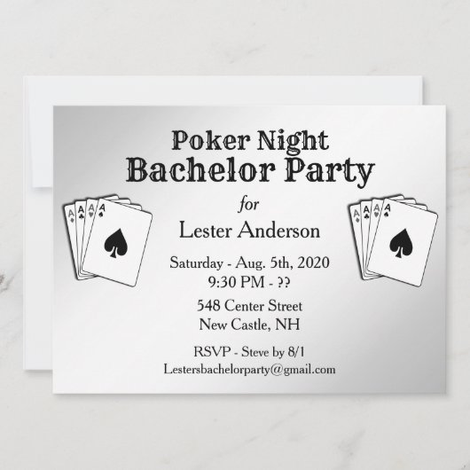 Poker Party Bachelor Party Invitation Kaart (Voorkant)