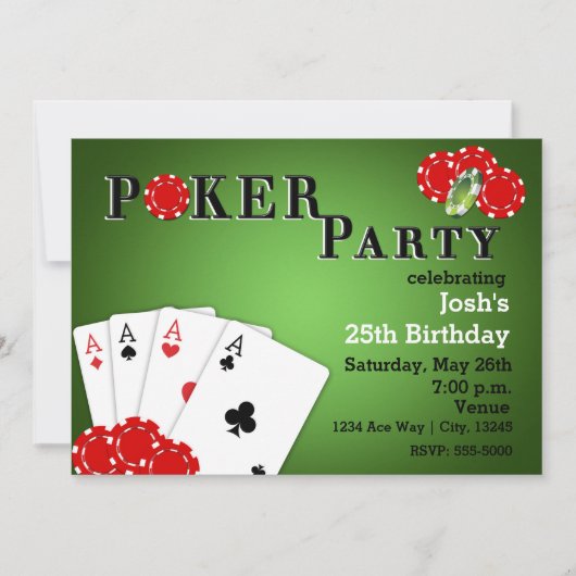 POKER PARTY Casino Spel Verjaardag Uitnodigingen (Voorkant)