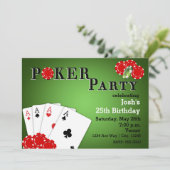POKER PARTY Casino Spel Verjaardag Uitnodigingen (Staand voorkant)
