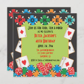Poker party gokwedstrijd uitnodiging (Voorkant / Achterkant)
