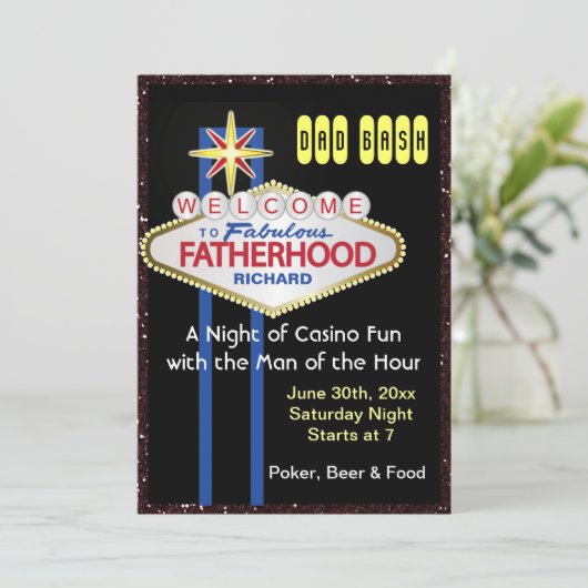 Poker Party New Papa Baby shower Kaart (Staand voorkant)