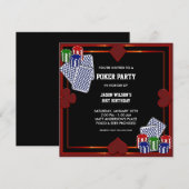 Poker Party verjaardagsfeestje uitnodiging (Voorkant / Achterkant)