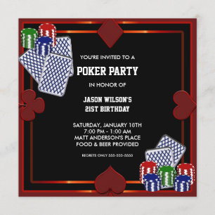 Poker Party verjaardagsfeestje uitnodiging
