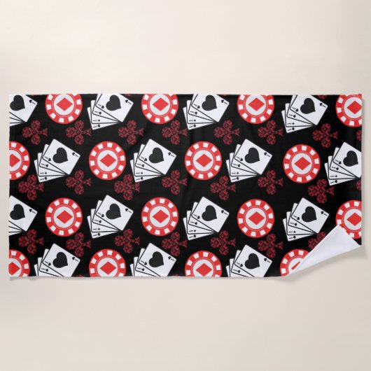 Poker Pattern Aces Crosses die kaarten spelen Tren Strandlaken (Voorkant)