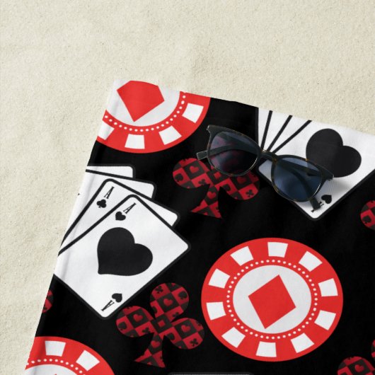 Poker Pattern Aces Crosses die kaarten spelen Tren Strandlaken (In situ)