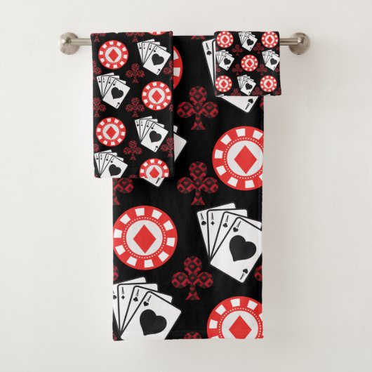 Poker Pattern Aces Crosses Spellingkaarten Black R Bad Handdoek (Insitu)