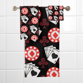 Poker Pattern Aces Crosses Spellingkaarten Black R Bad Handdoek
