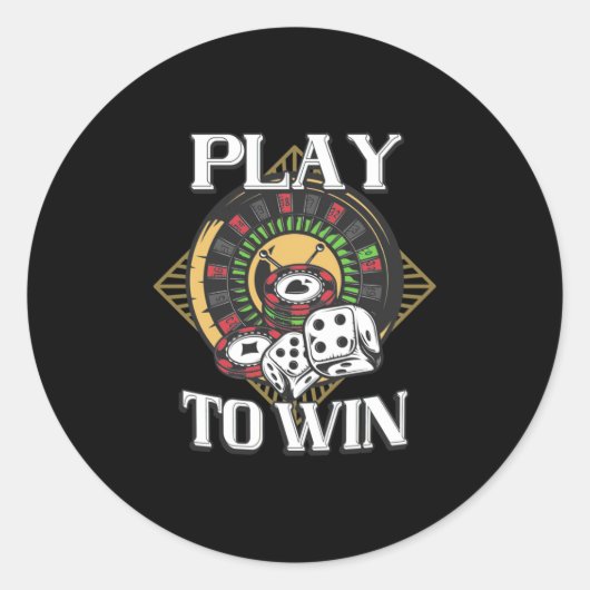 Poker Play to Win Ronde Sticker (Voorkant)