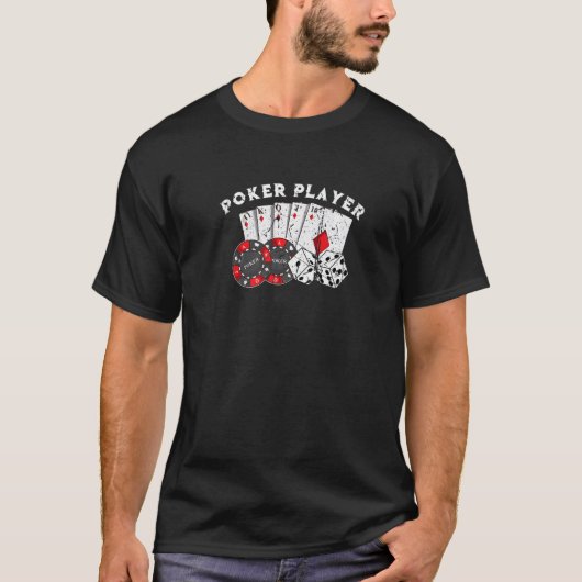 Poker Player Gamble Casino Kaarten Bet Texas Hold  T-shirt (Voorkant)
