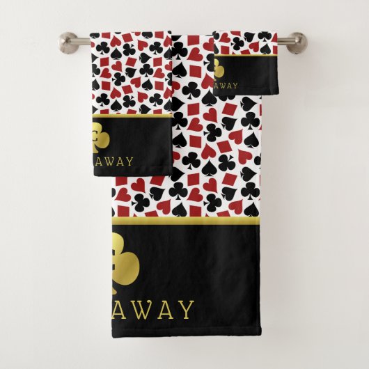 Poker Player Gambler Casino Card Suits Custom Name Bad Handdoek (Insitu)