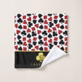Poker Player Gambler Casino Card Suits Custom Name Bad Handdoek (Wasdoekje)
