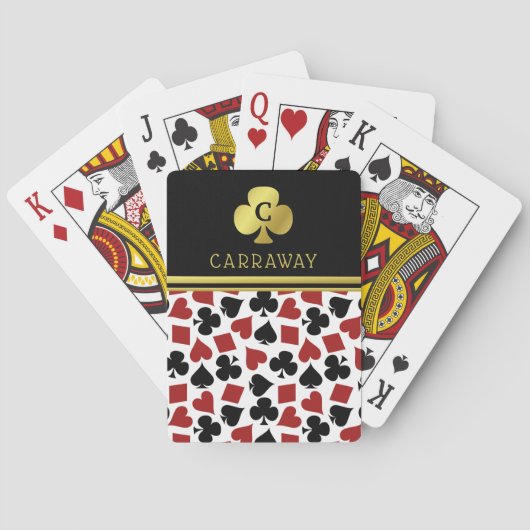 Poker Player Gambler Casino Card Suits Custom Name Speelkaarten (Achterkant)