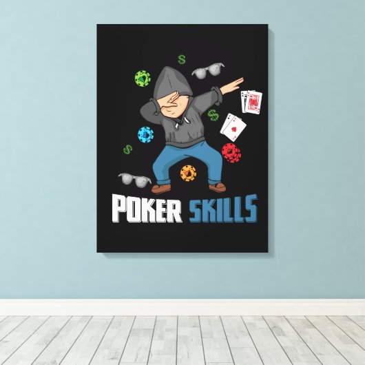 Poker Player Gifts Mannen Texas Holdem Casino Poke Canvas Afdruk (Insitu (Houten vloer))