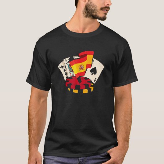 Poker Player Spain Flag Gambling Casino Gambler T-shirt (Voorkant)