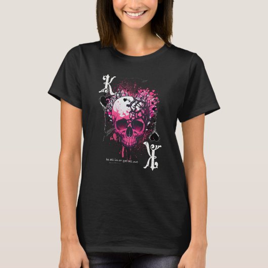Poker Playing Card Apparel King Of Hearts Skull T-shirt (Voorkant)