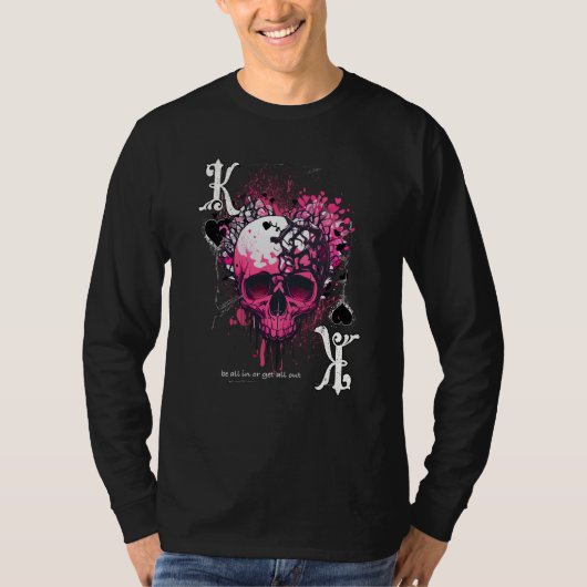 Poker Playing Card Apparel King Of Hearts Skull T-shirt (Voorkant)