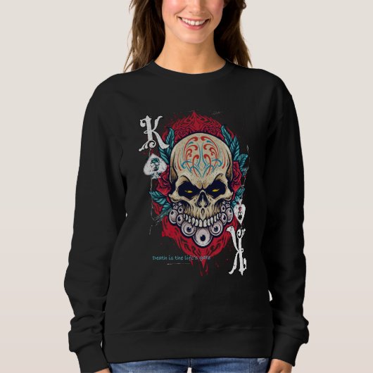 Poker Playing Sugar Skull Spades King Dia De Muert Trui (Voorkant)