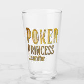 Poker prinses goud grappig gepersonaliseerd glas (Voorkant)