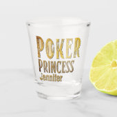 Poker prinses goud grappig gepersonaliseerd shot glas (Voorkant)