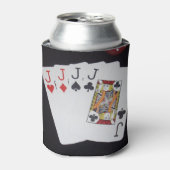 Poker, Quad Jacks Kan Stubby Houder. Blikjeskoeler (Blikje Voorkant)