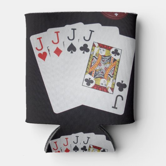 Poker, Quad Jacks Kan Stubby Houder. Blikjeskoeler (Voorkant)