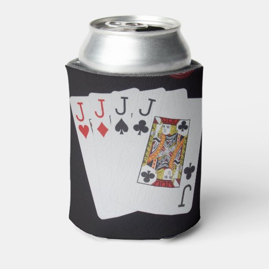 Poker, Quad Jacks Kan Stubby Houder. Blikjeskoeler (Blikje Achterkant)